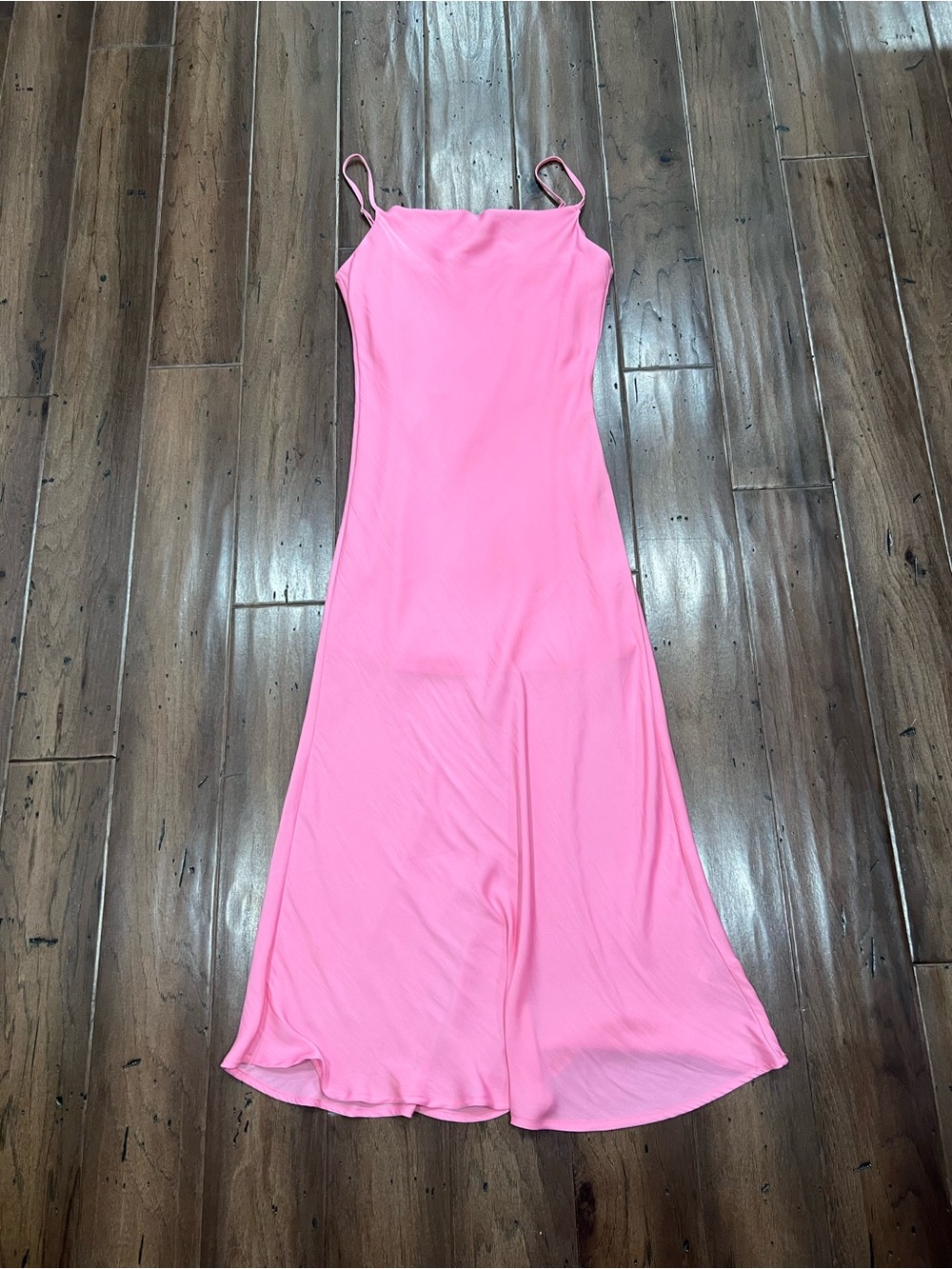 Altar'd State Bright Pink Midi Slip Dress with Spaghetti Straps